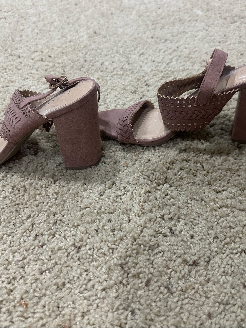 LC Lauren Conrad Dusty Rose Braided Strap Heeled Sandals - Picture 4 of 6